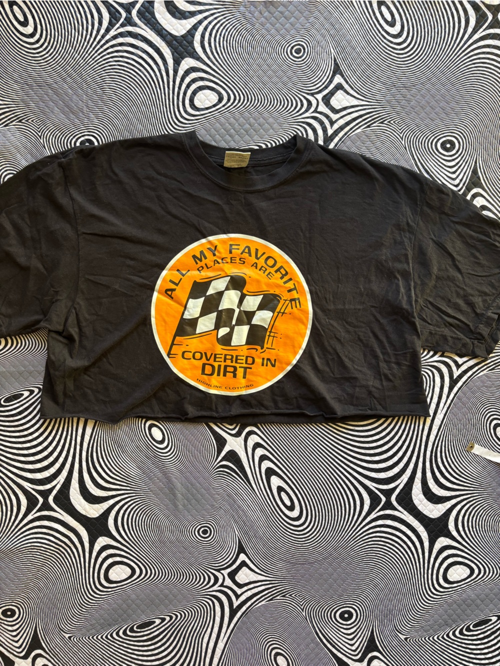 Black Graphic Tee with Orange Racing Emblem